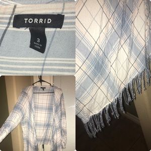 Blue and white plaid cardigan size 3